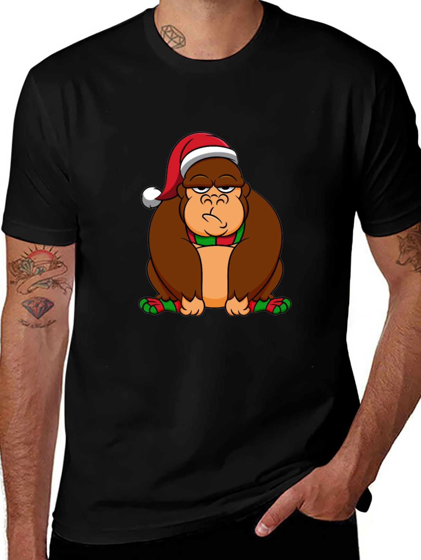 Variant 7 of Festive Gorilla T-Shirt - Christmas Ape Design