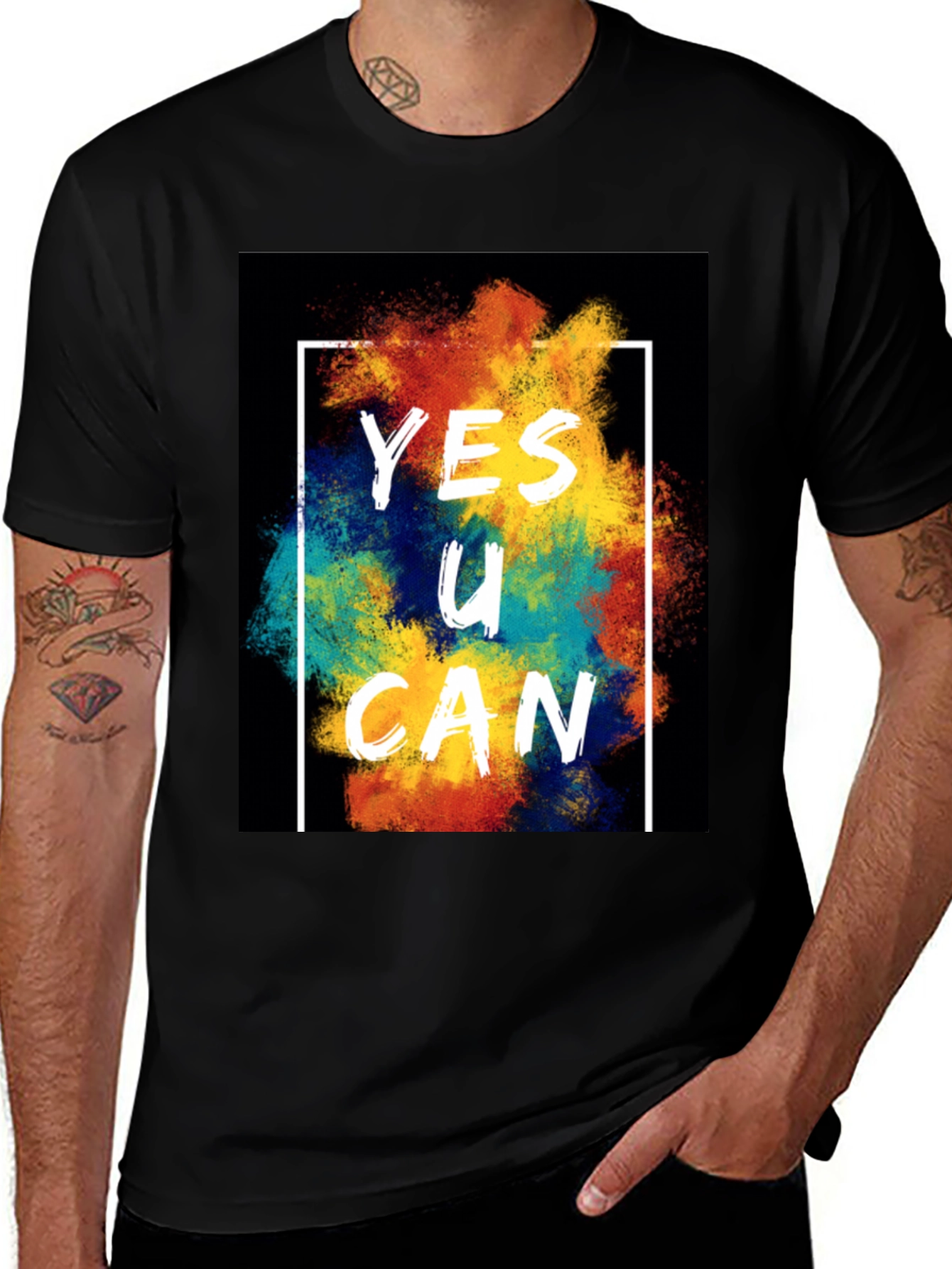 Variant 24 of Yes U Can Graphic Tee - Motivational T-Shirt