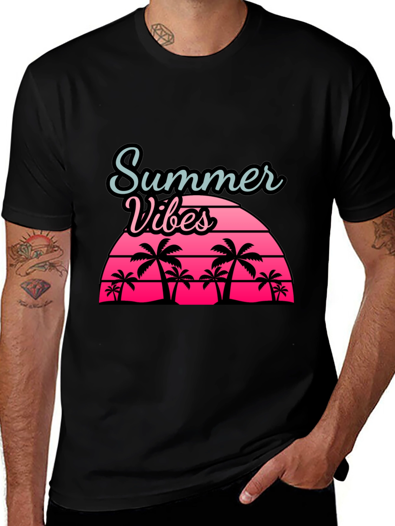 Variant 28 of Summer Vibes Palm Tree Graphic Tee