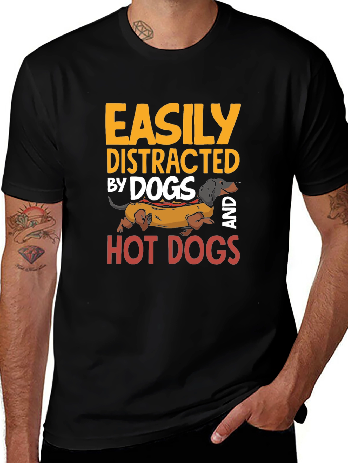 Easily Distracted By Dogs and Hot Dogs T-Shirt