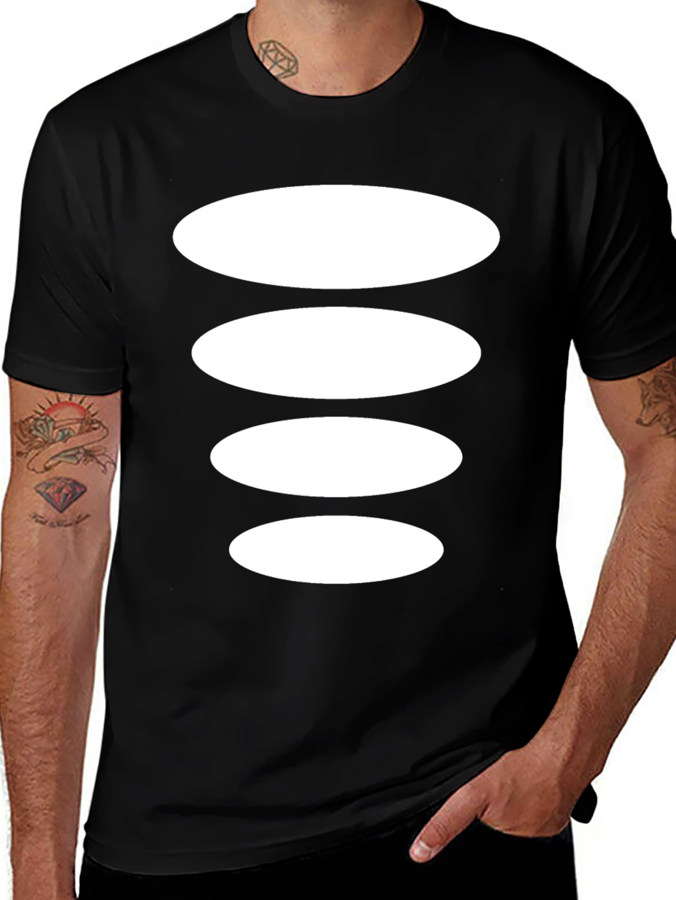 Variant 19 of Abstract Ellipse Stack Black Tee
