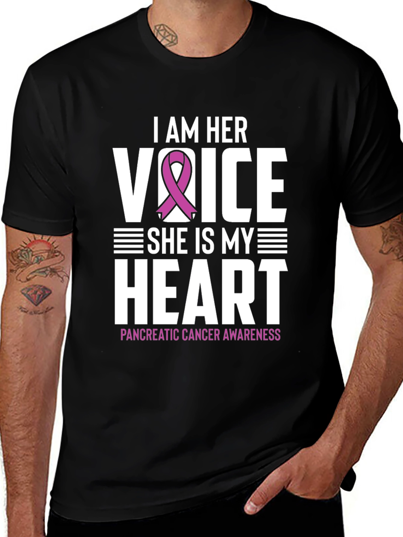 Variant 16 of I am her voice Pancreatic Cancer Awareness T-Shirt