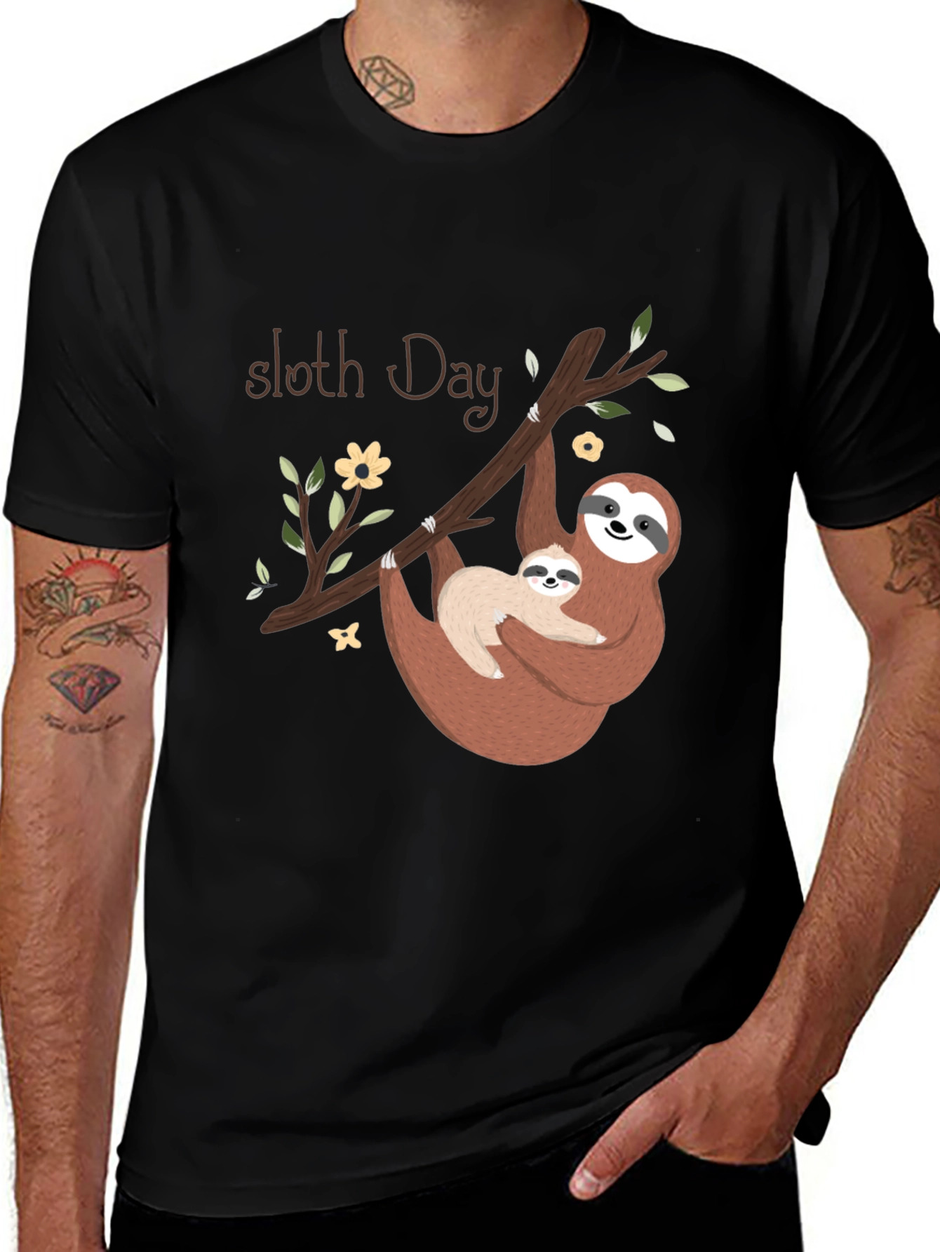 Variant 23 of Sloth Day Black T-Shirt
