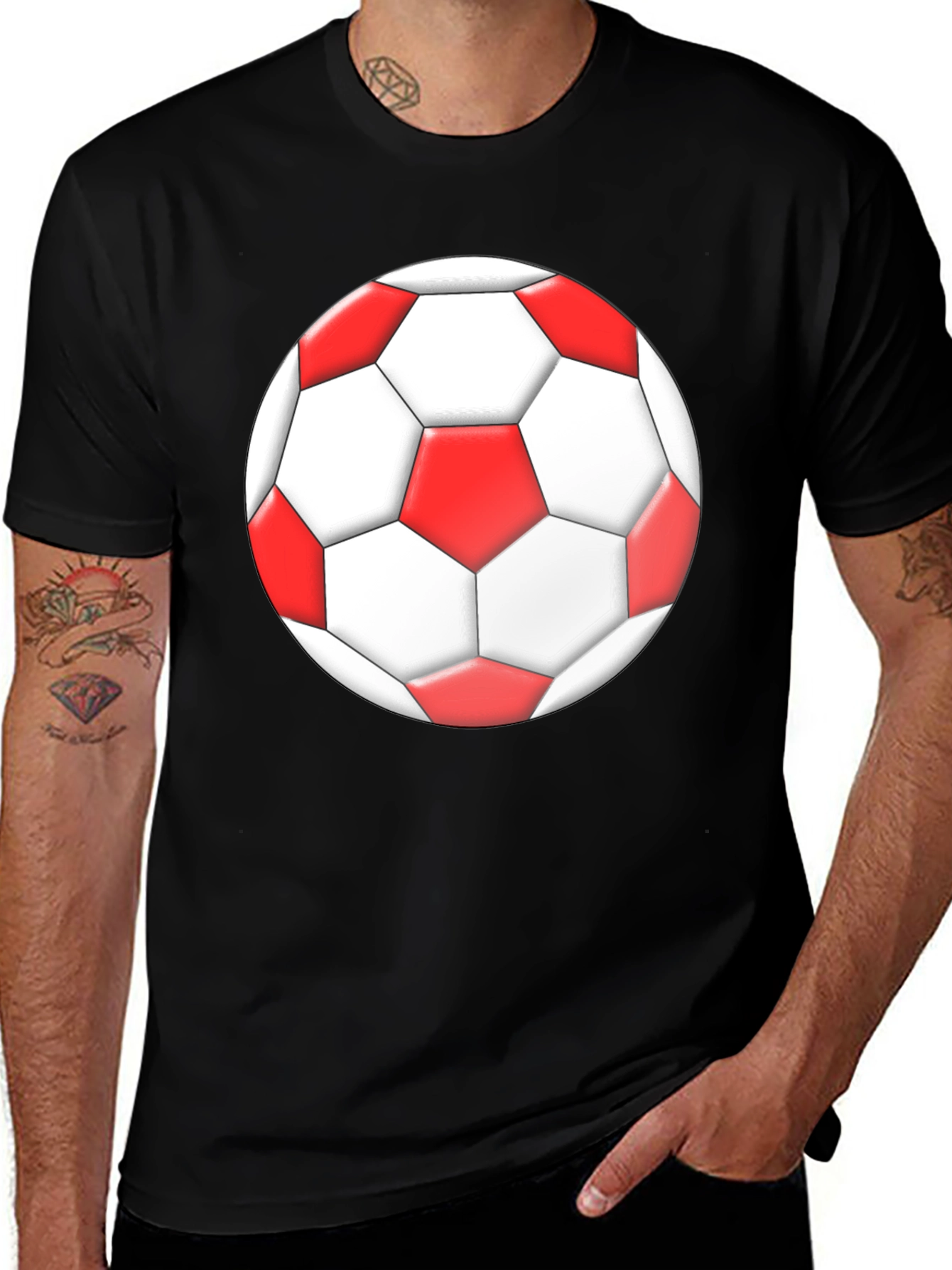 Variant 21 of Soccer Ball Graphic T-Shirt - Black Casual Tee