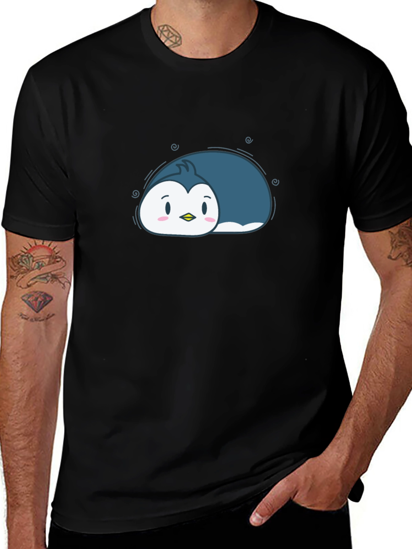 Variant 11 of Cute Cartoon Penguin Black T-Shirt