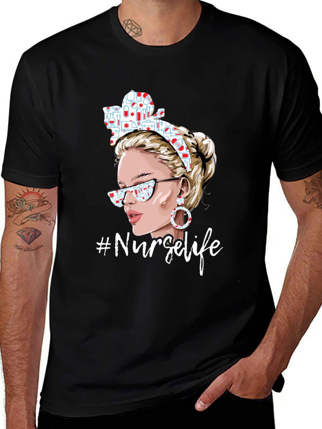 Variant 12 of Nurse Life Graphic T-Shirt - Black