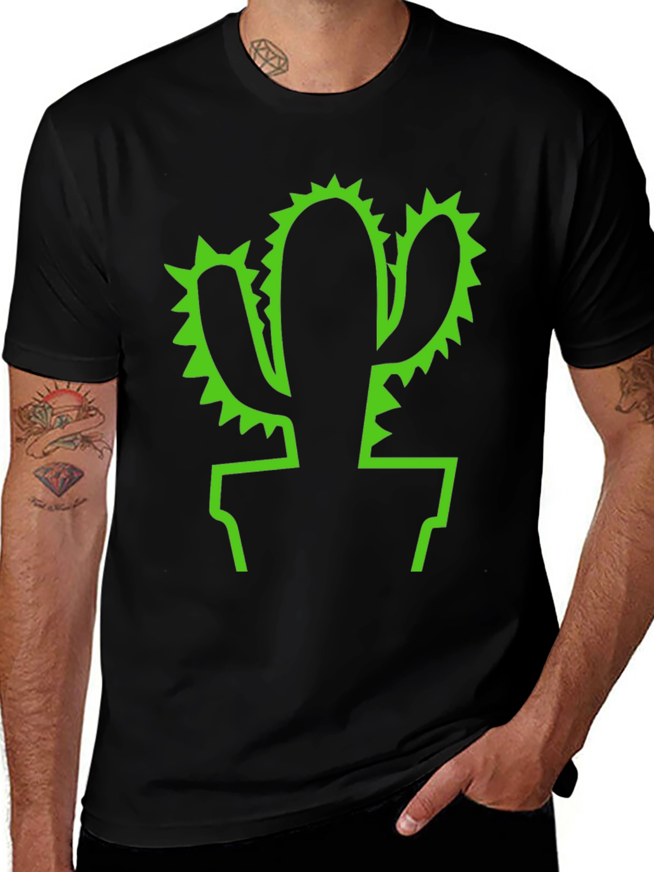 Variant 23 of Cactus Graphic Tee - Black Cotton T-Shirt