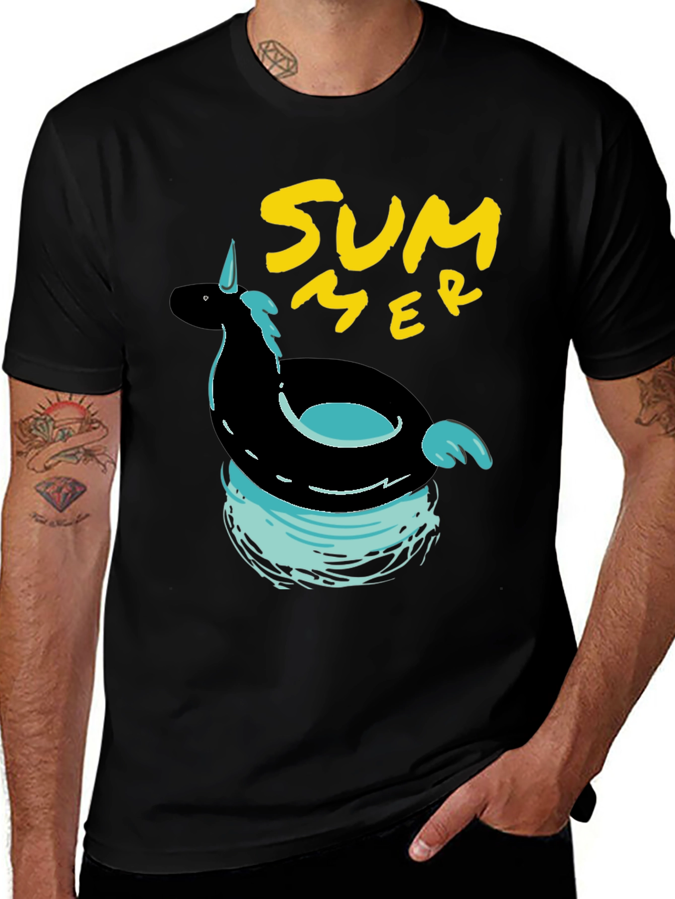 Summer Unicorn Pool Float Graphic Tee