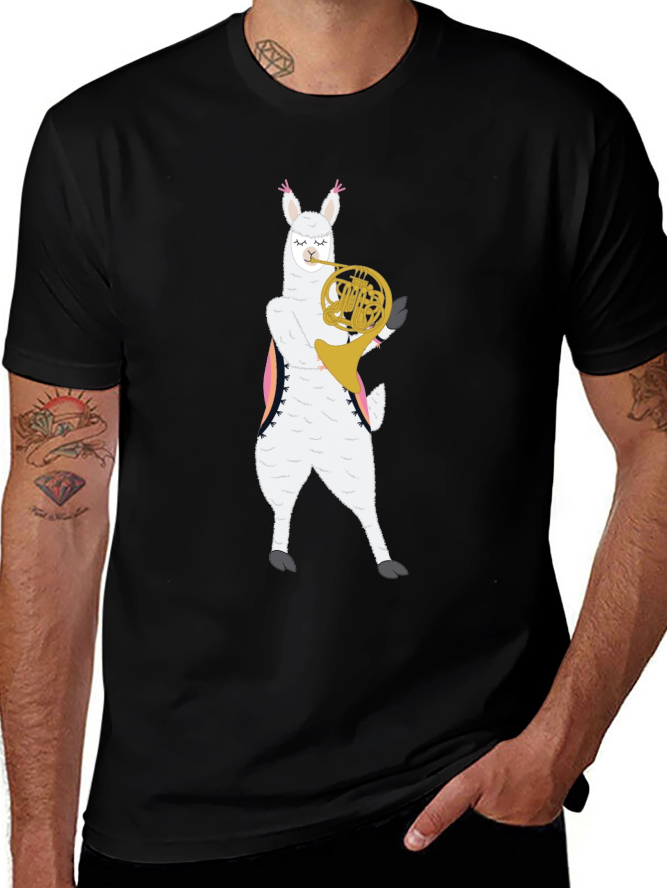Variant 25 of Llama Horn Player Graphic Tee