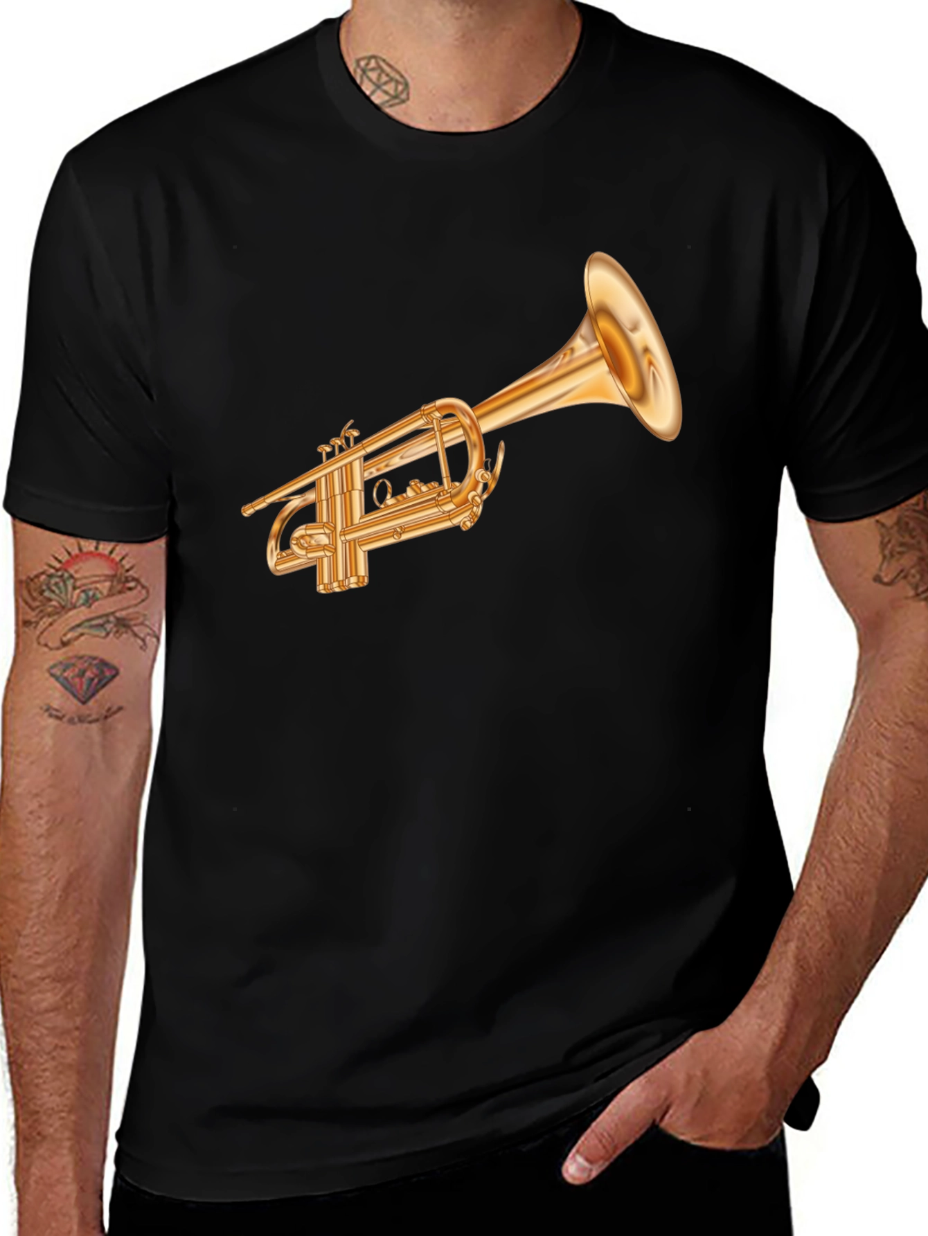 Variant 20 of Trumpet Graphic Tee - Musical Instrument Shirt