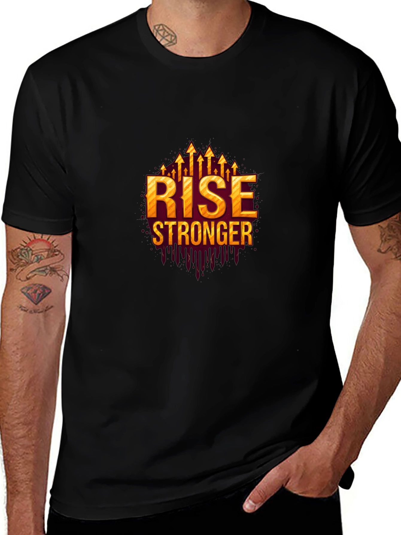 Variant 20 of Rise Stronger Graphic Black T-Shirt