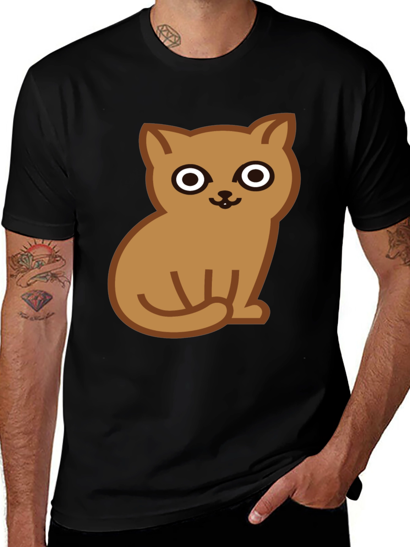Variant 5 of Cute Cat Graphic Tee - Soft Cotton Black T-Shirt