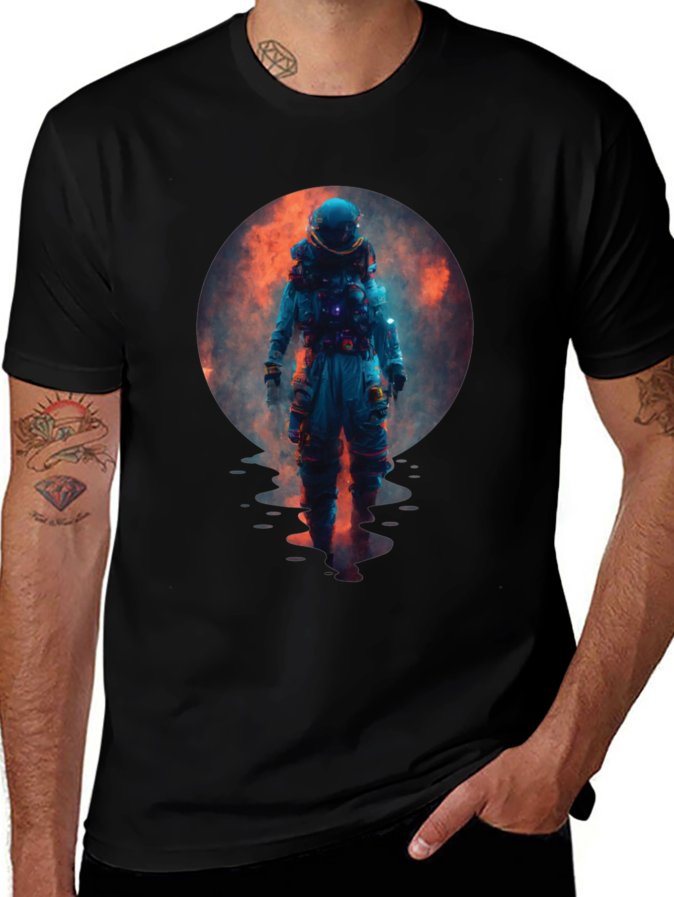 Variant 29 of Astronaut in Space Graphic Black T-Shirt