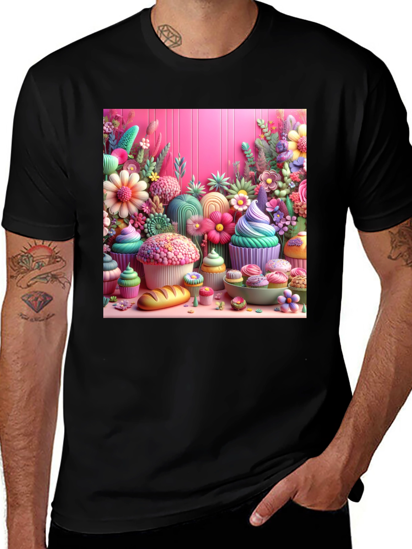 Variant 13 of Sweet Treat Floral Cupcake T-Shirt