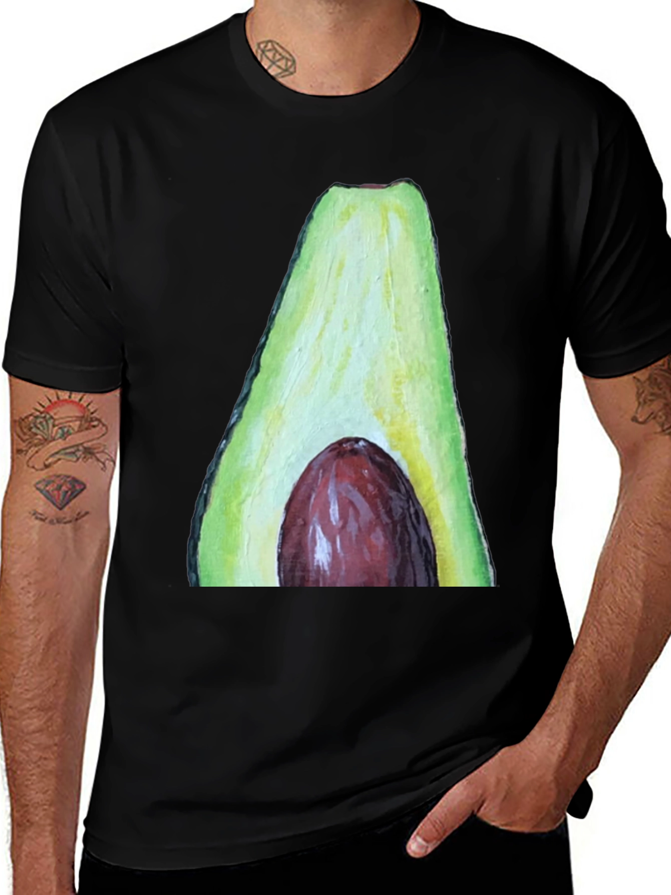 Variant 23 of Avocado Graphic Tee - Black, Trendy Fruit Shirt
