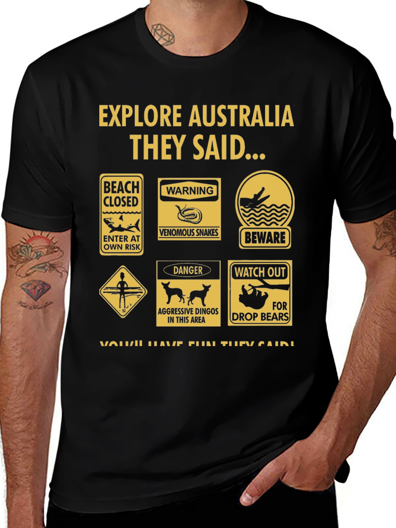 Explore Australia Warning Sign Graphic T-Shirt