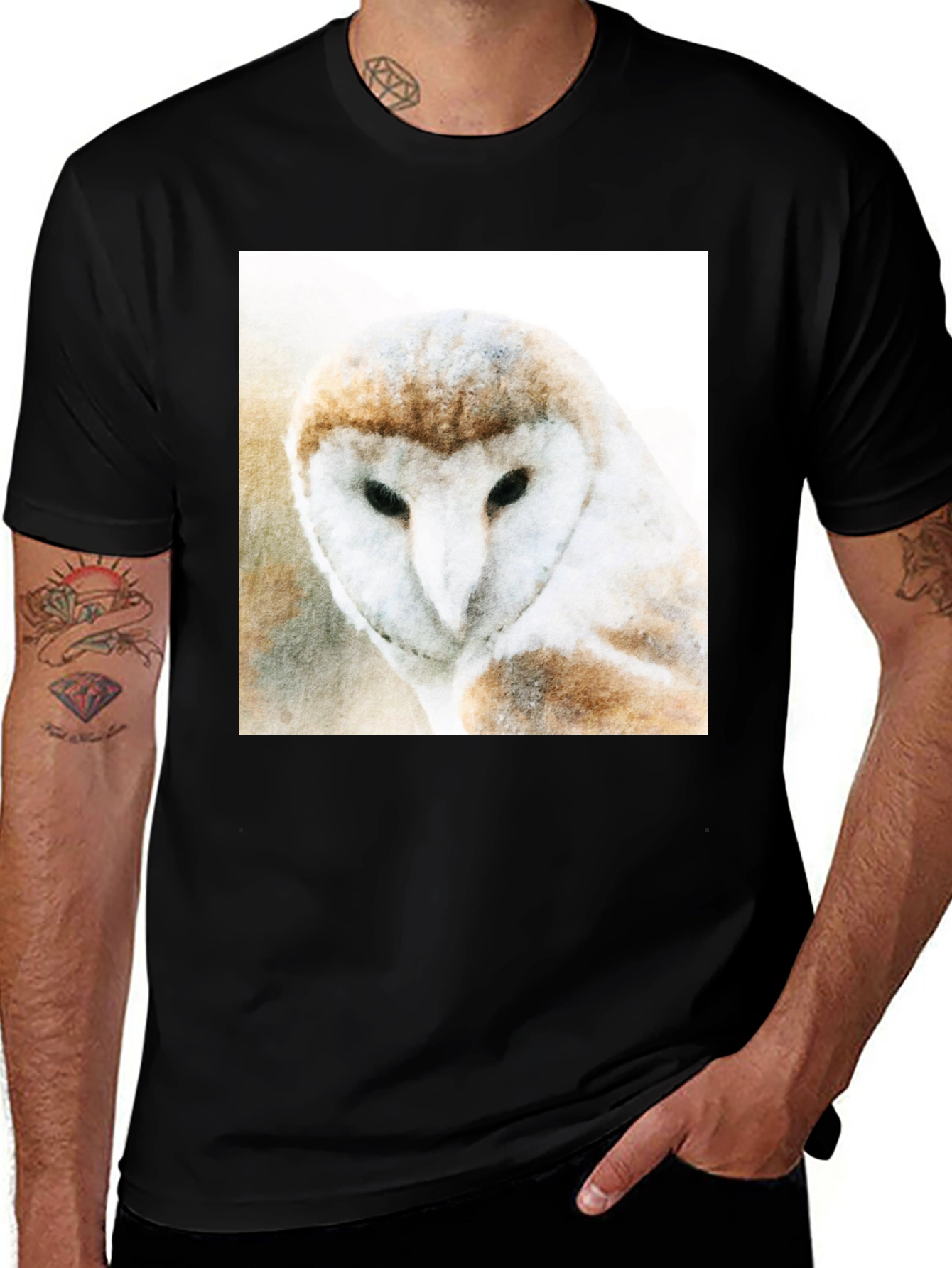 Variant 23 of Owl Graphic Print Black T-Shirt