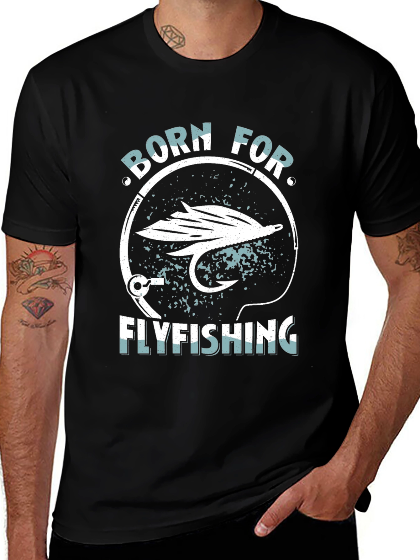 Variant 25 of Born for Fly Fishing Black Graphic Tee