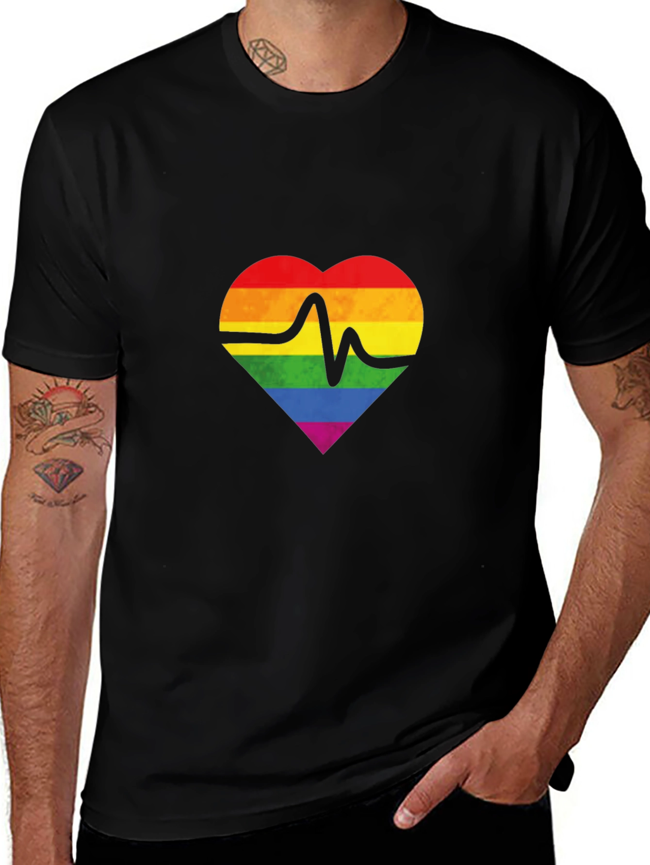 Variant 20 of Rainbow Heartbeat Pride T-Shirt