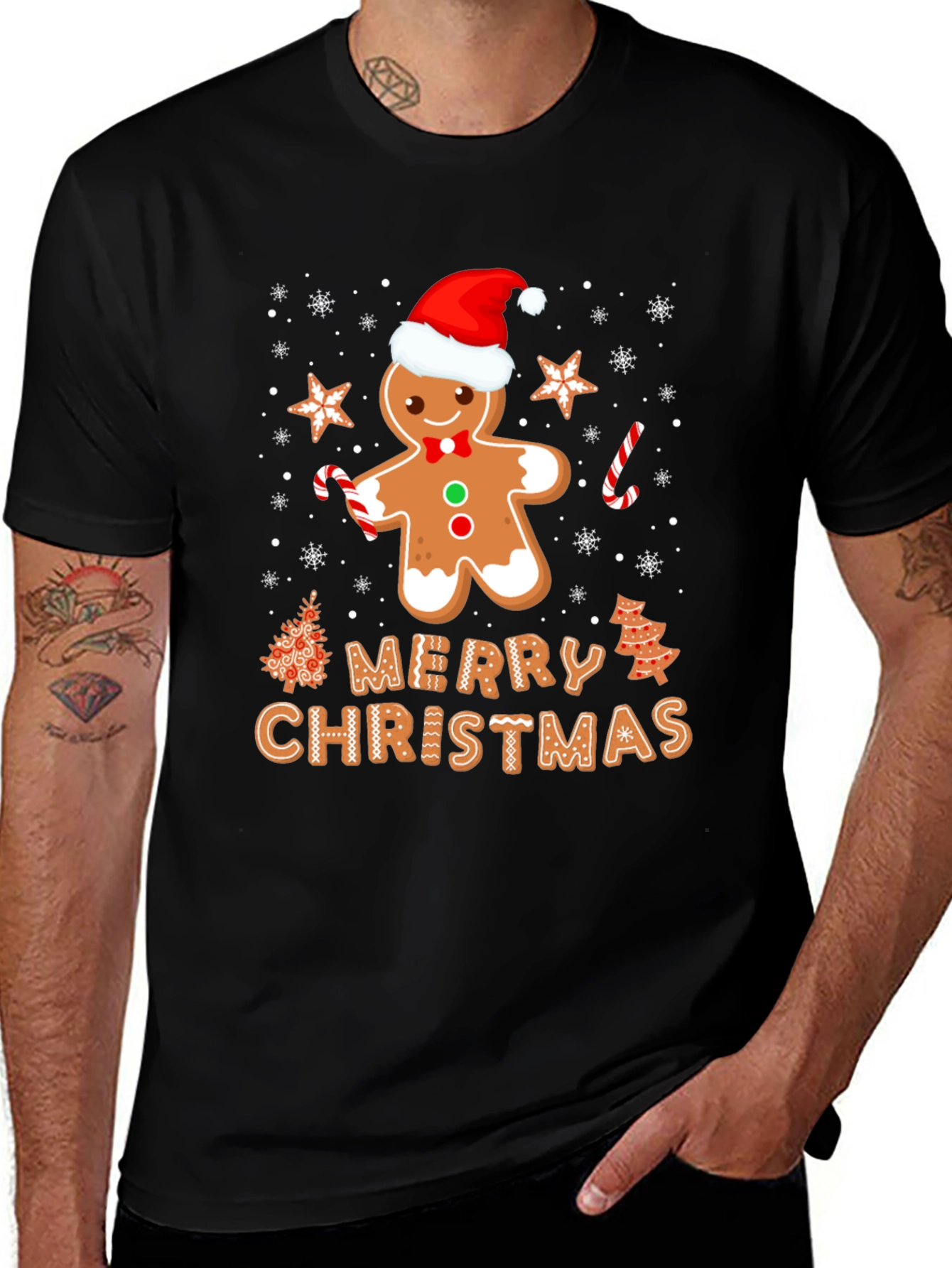 Variant 3 of Gingerbread Merry Christmas Graphic Tee