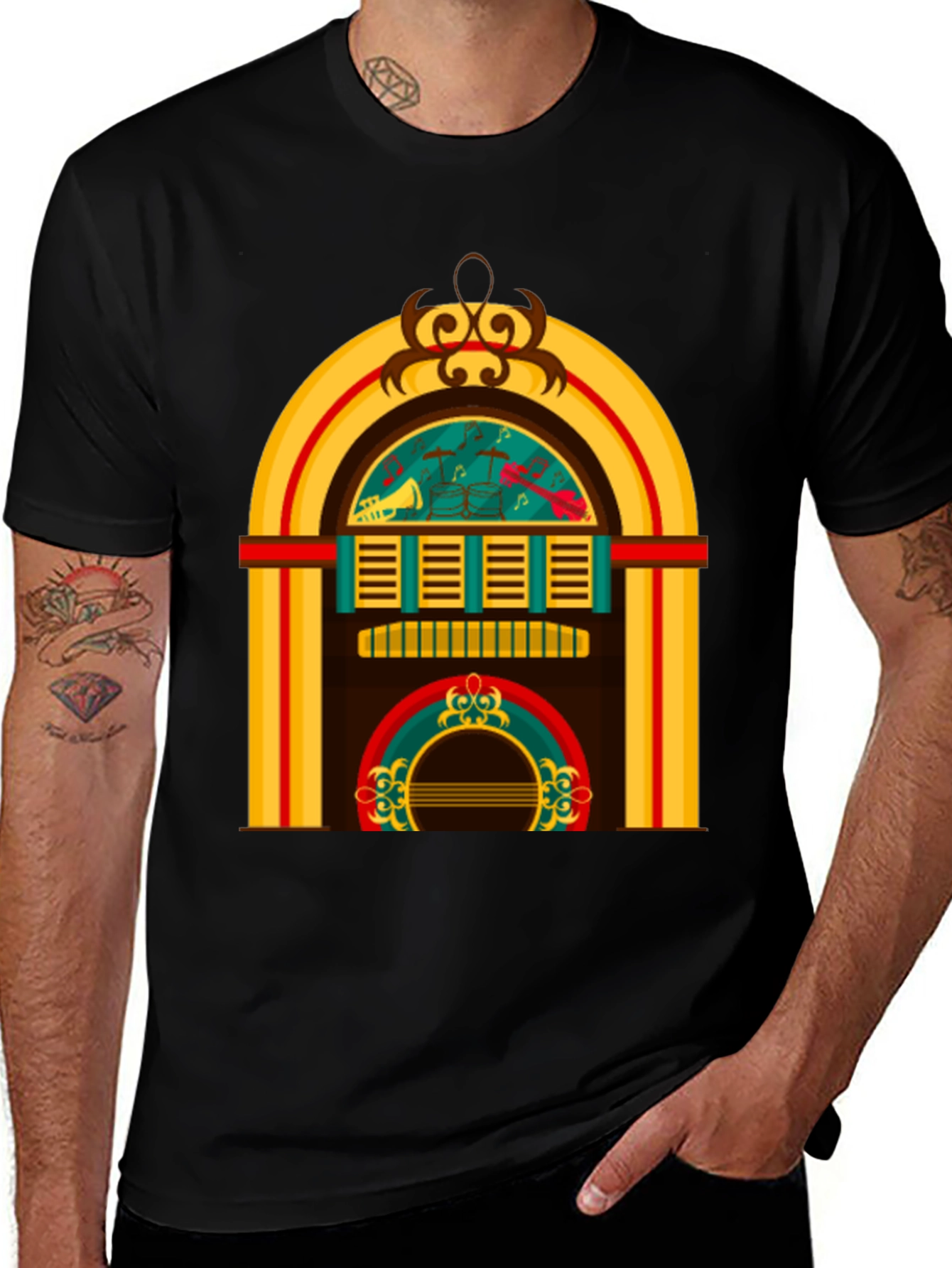 Variant 12 of Retro Jukebox Graphic Tee - Black