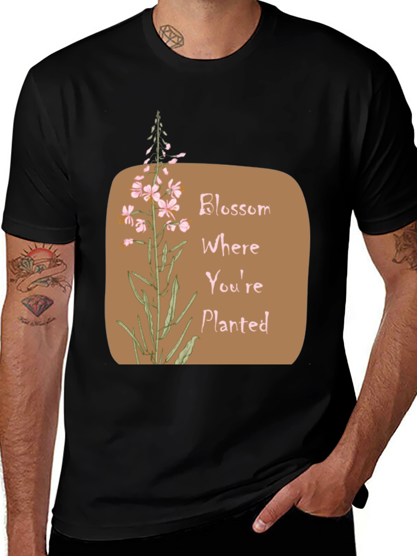 Variant 15 of Blossom Where You're Planted Black T-Shirt