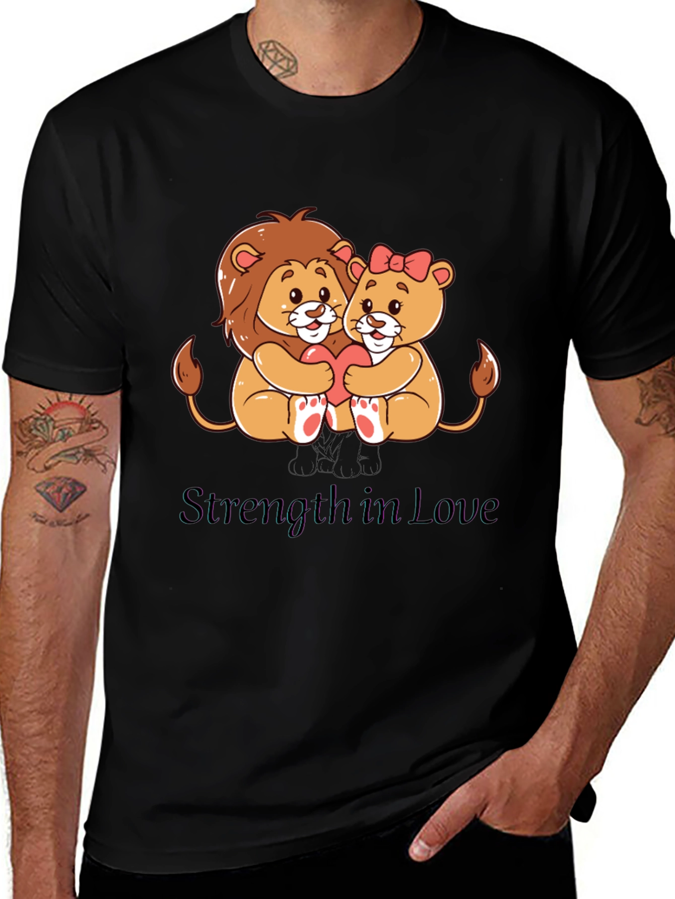 Variant 26 of Lion Love T-Shirt - Strength in Love Design
