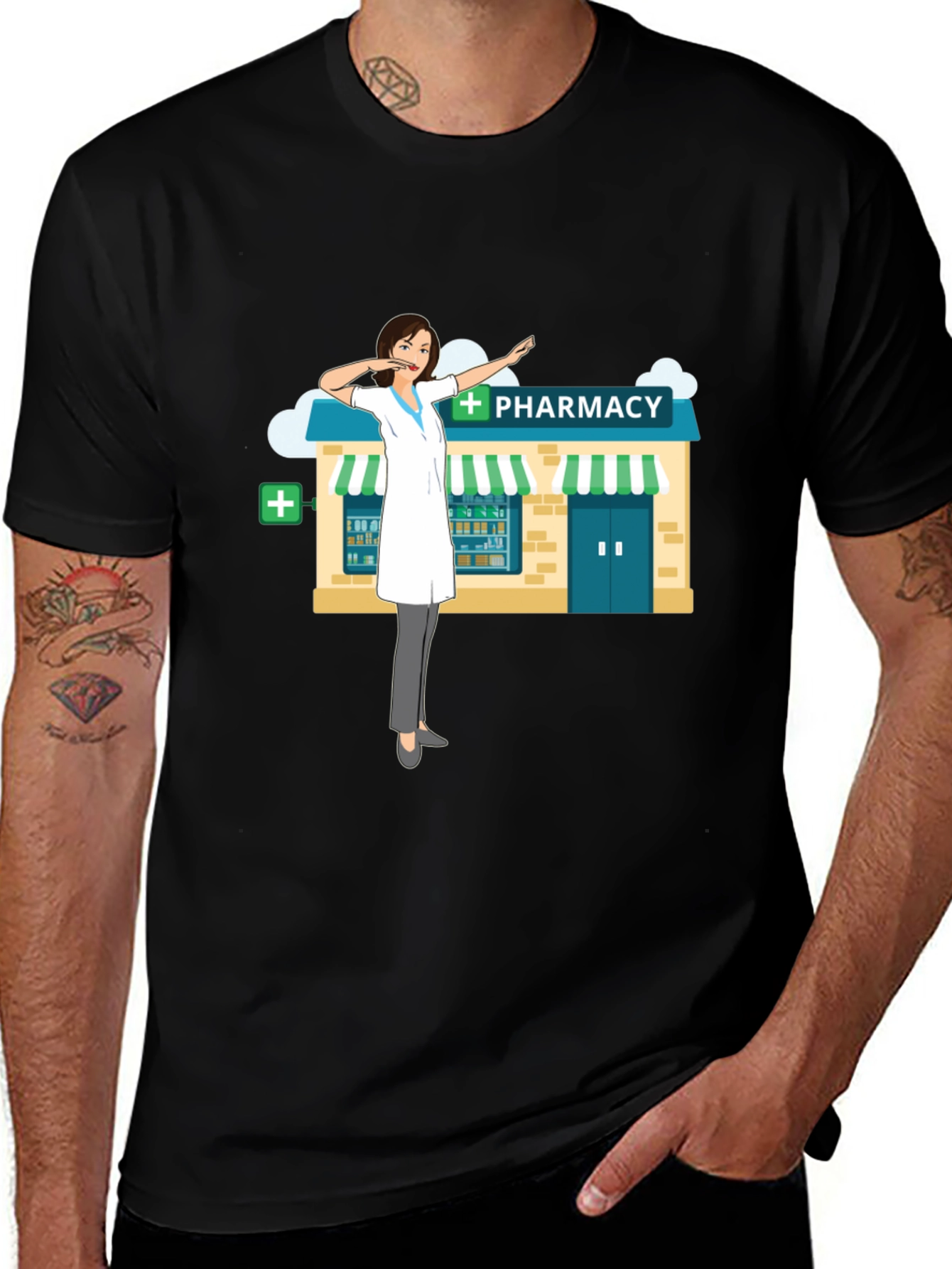 Variant 2 of Pharmacy Dab T-Shirt - Novelty Doctor Design