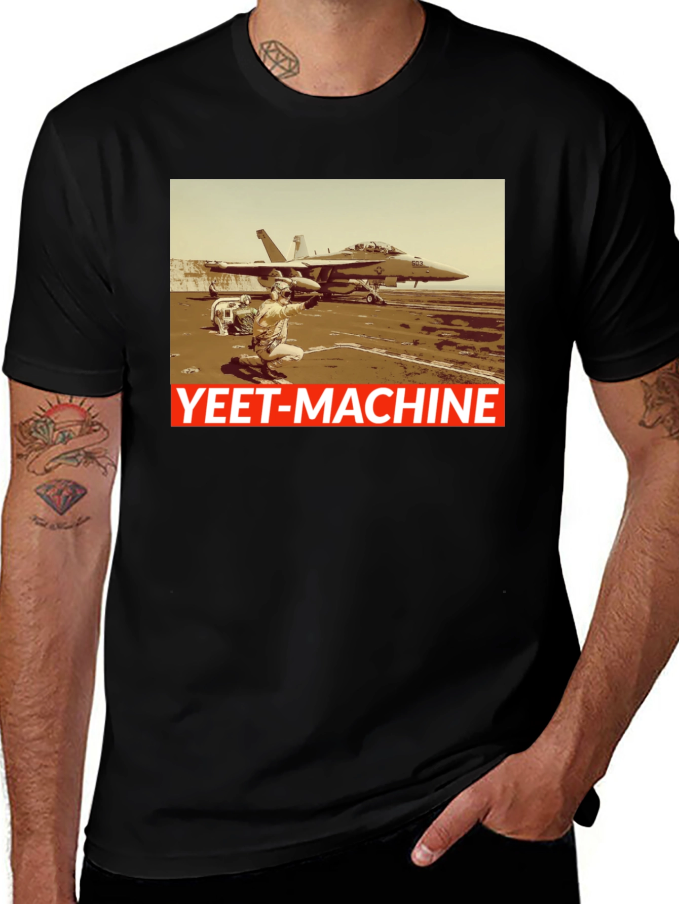 Variant 16 of Yeet-Machine Aviation T-Shirt - Black Crew Neck