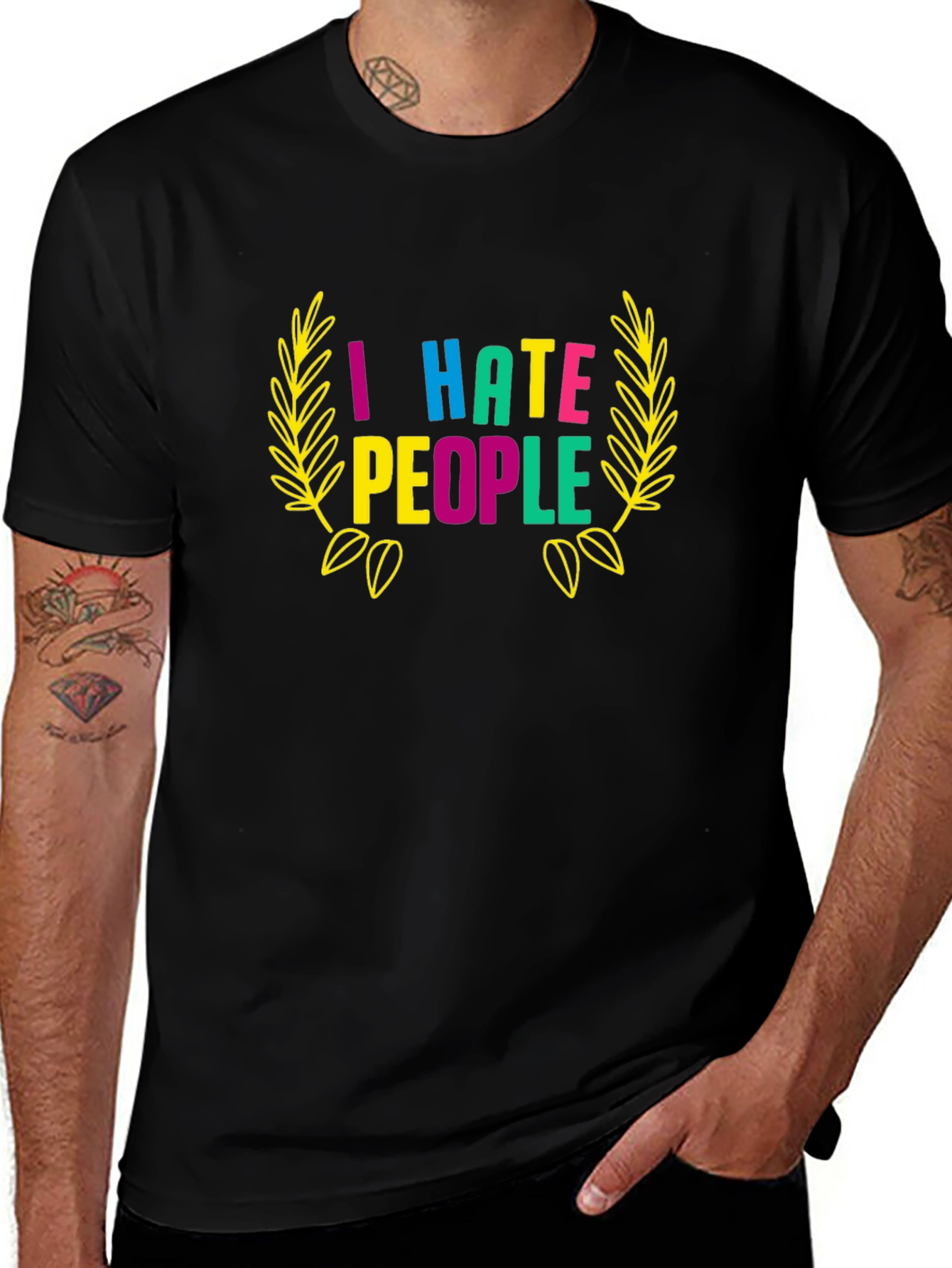 Variant 16 of I Hate People Graphic Tee - Black Cotton T-Shirt
