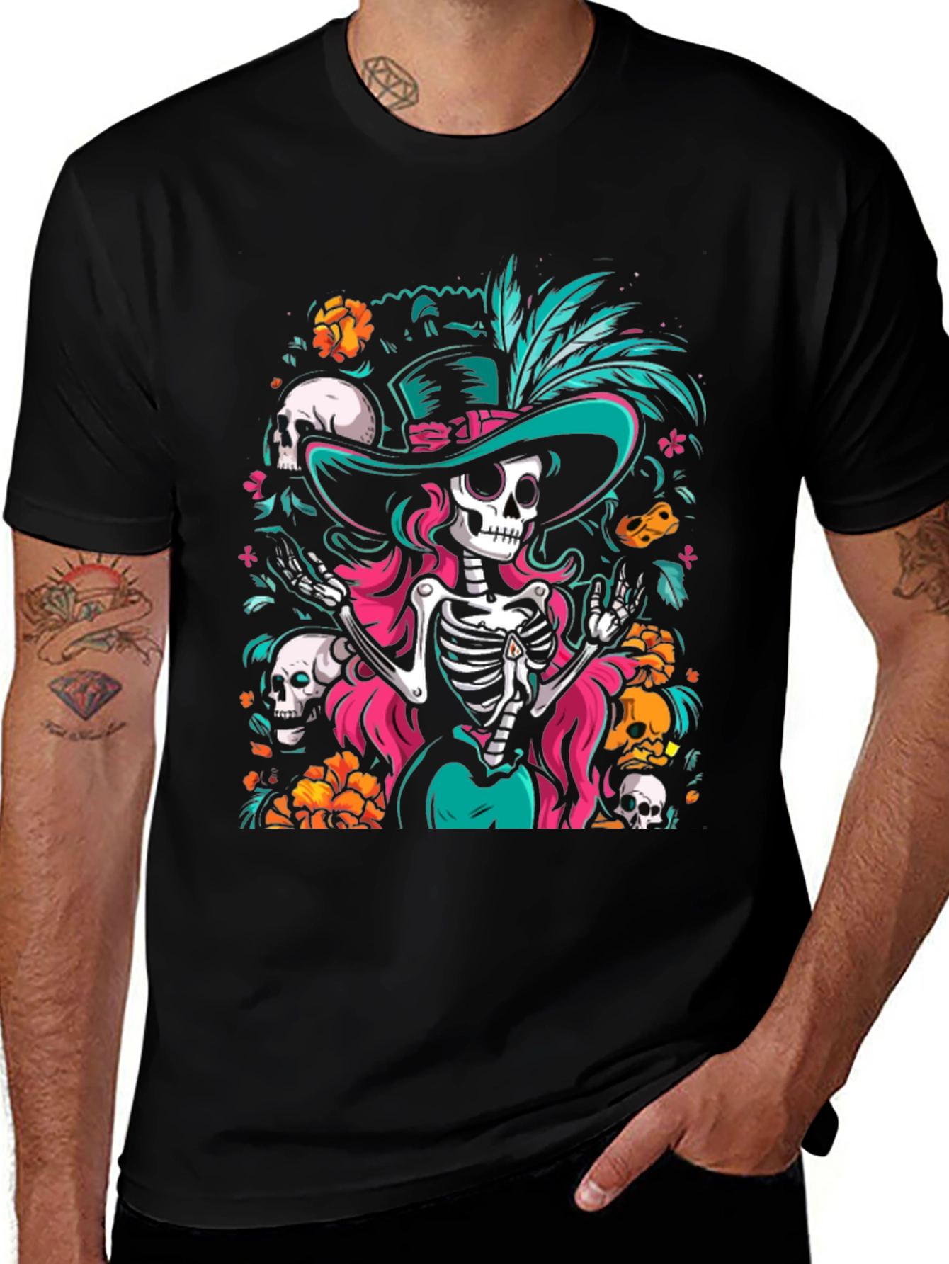 Day of the Dead Skeleton Graphic Tee