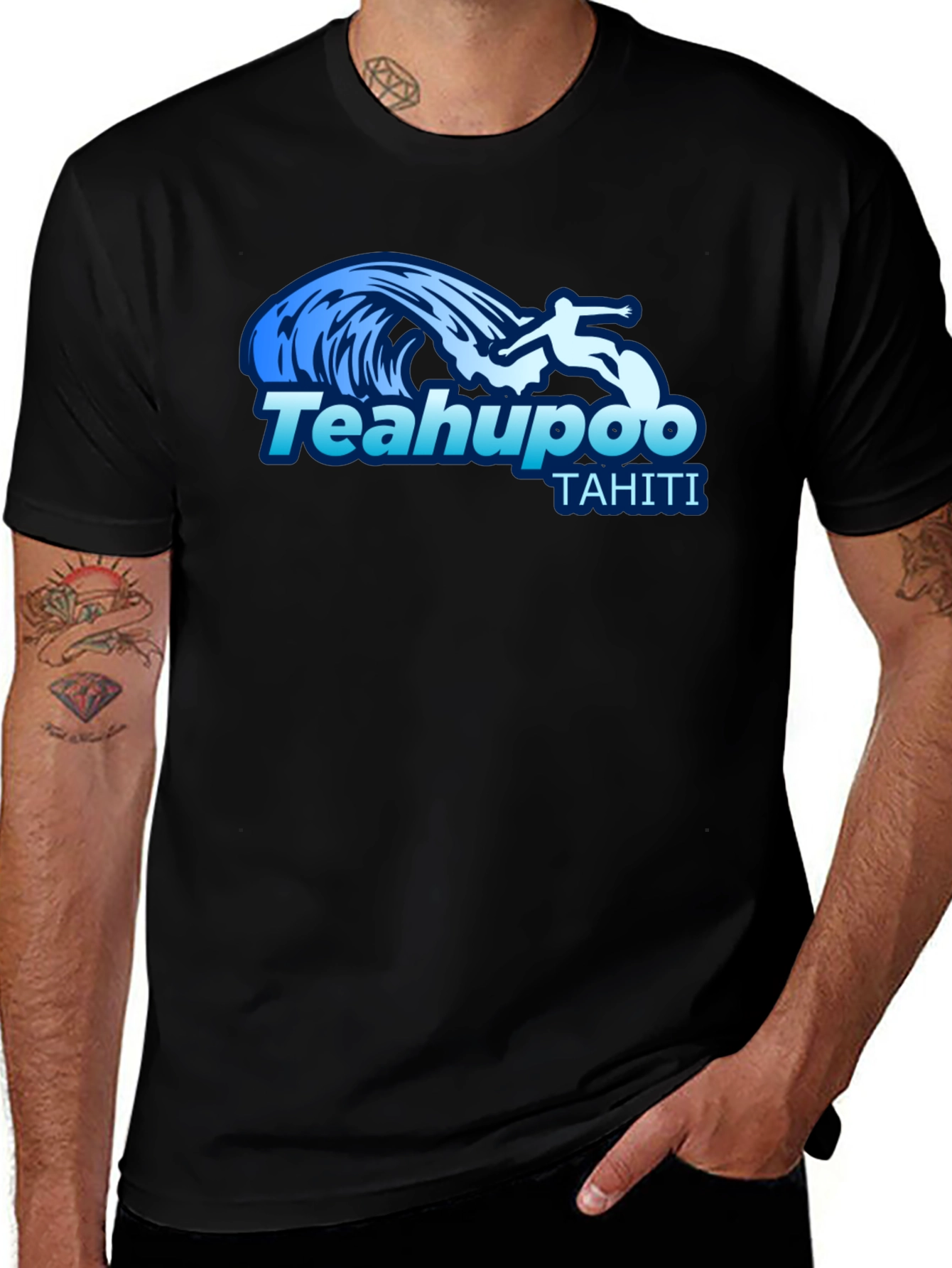 Variant 27 of Teahupoo Tahiti Surfing Graphic T-Shirt