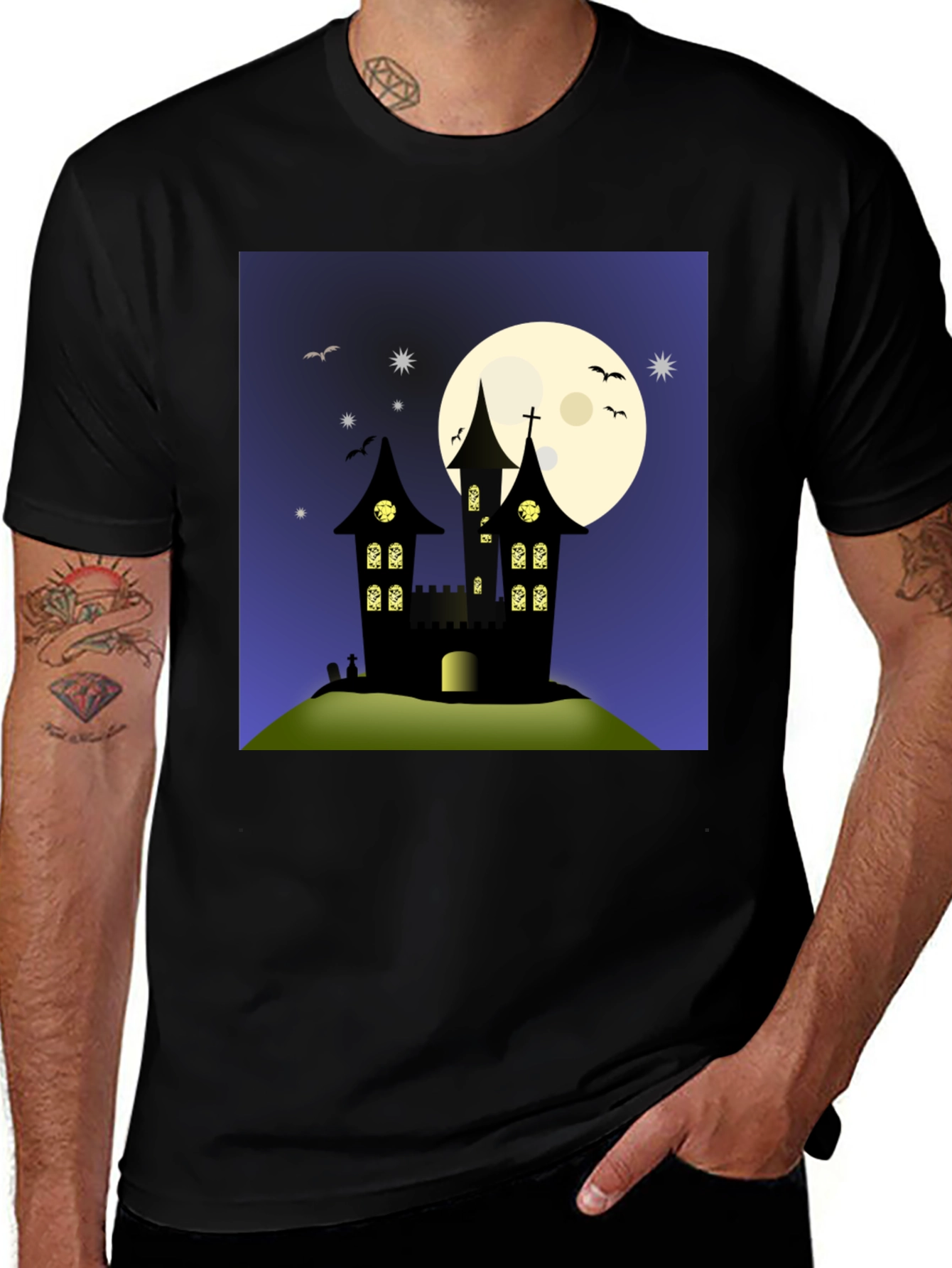 Haunted Castle Graphic Tee - Spooky Halloween Shirt