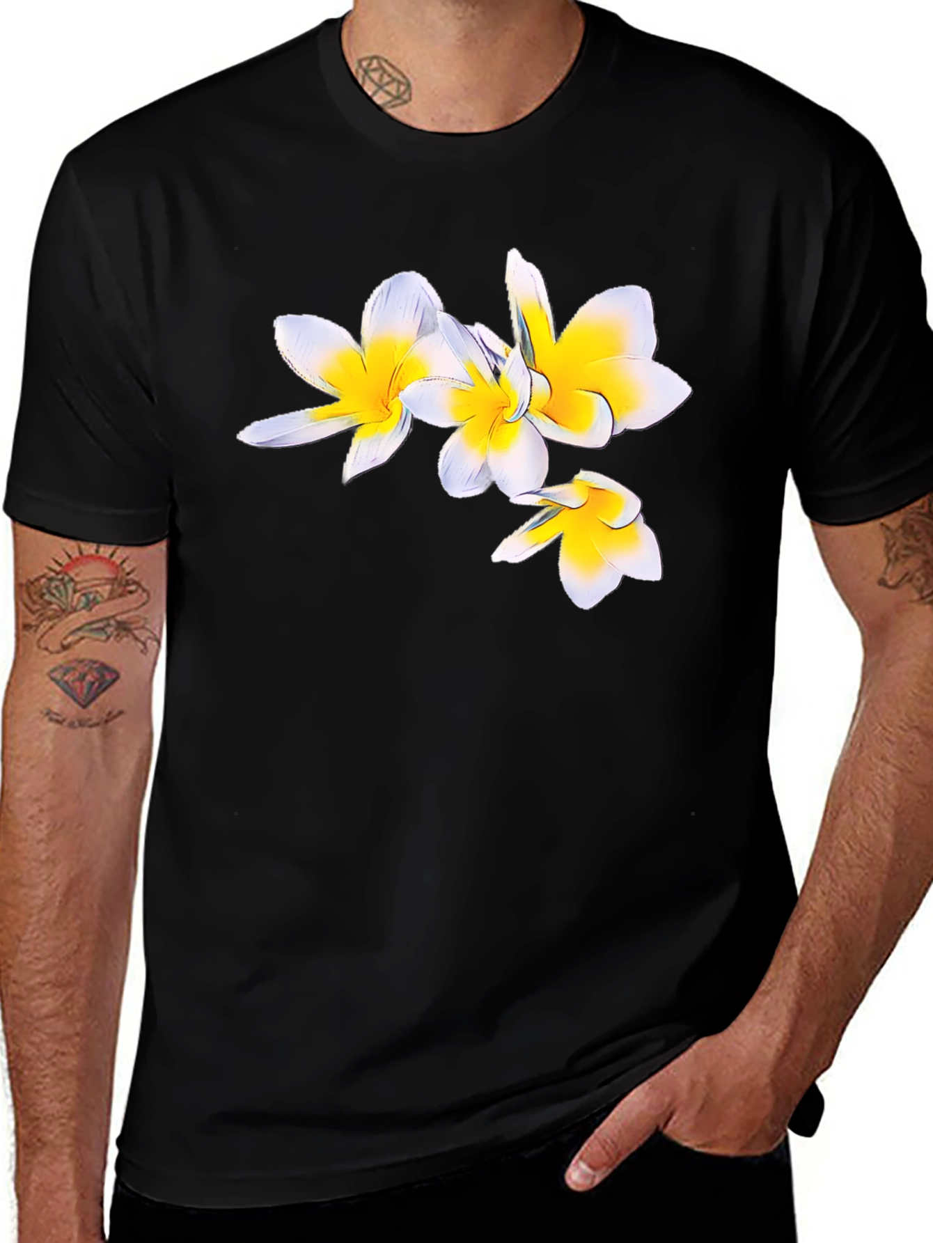 Variant 22 of Floral Graphic Print Black T-Shirt