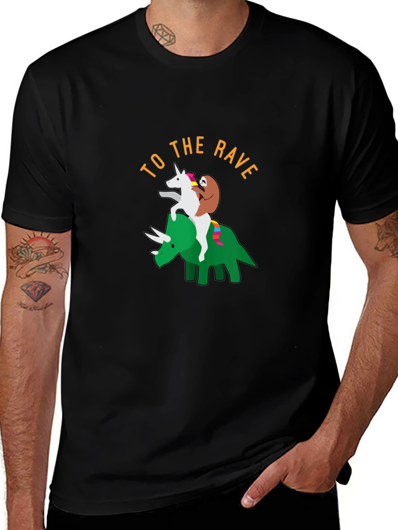 Variant 17 of Rave Ready Graphic Tee: Dino, Unicorn, and Sloth Adventure