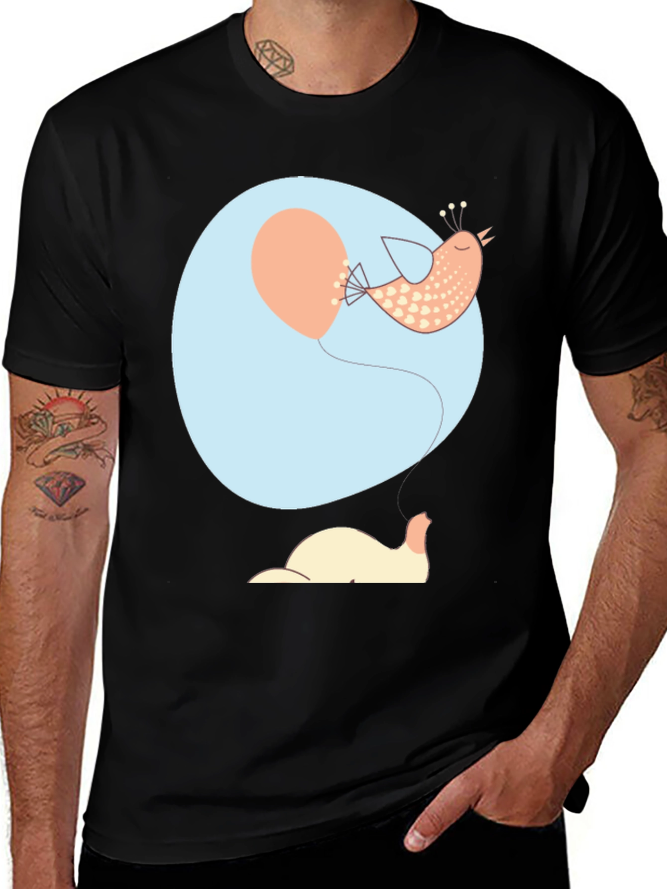 Variant 16 of Whimsical Bird & Balloon Graphic Tee