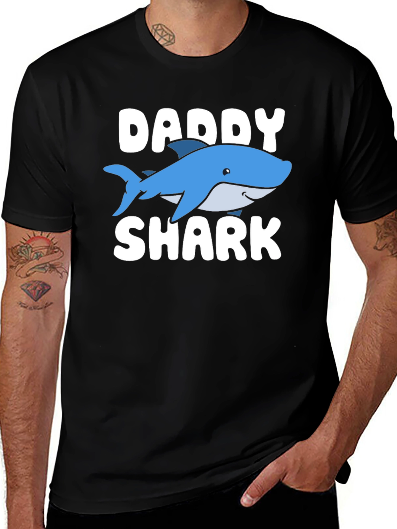 Daddy Shark Graphic Tee - Black Cotton T-Shirt