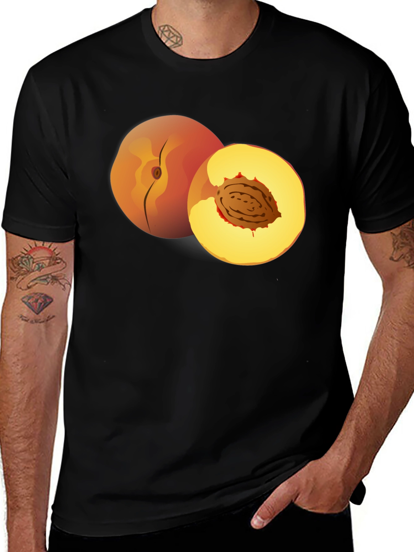 Variant 3 of Peach Graphic T-Shirt - Fruity Fun Fashion