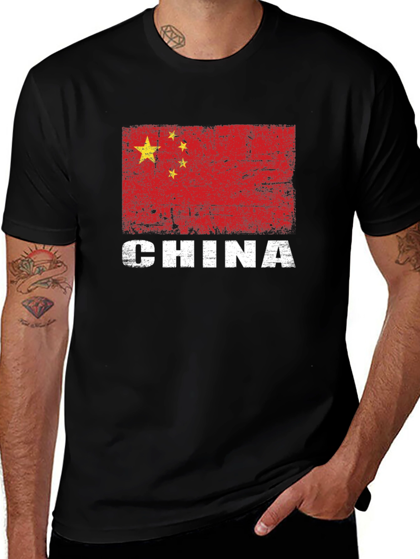 China Flag T-Shirt - Distressed Graphic Tee