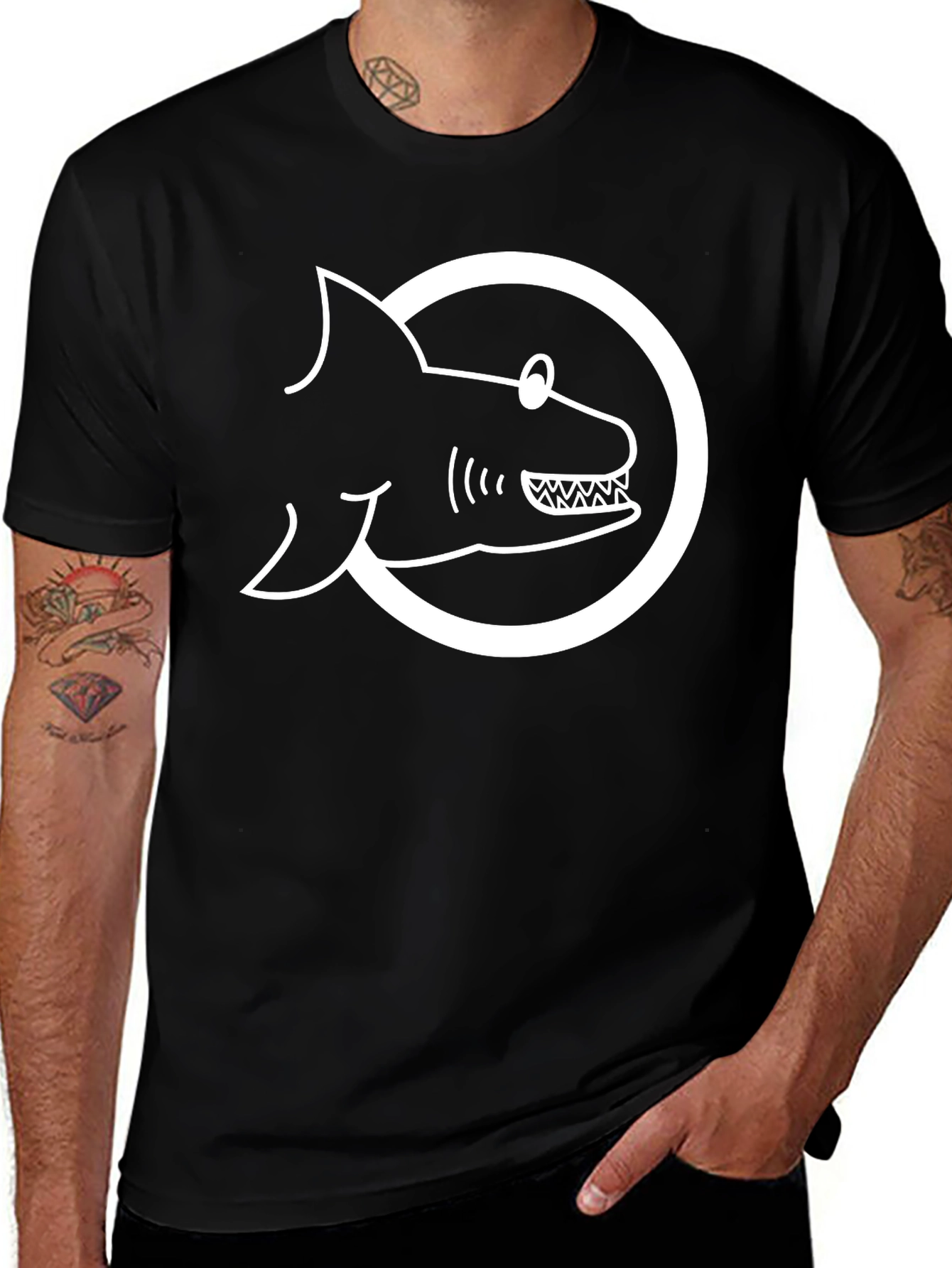 Variant 10 of Shark Graphic T-Shirt - Men's Black Tee
