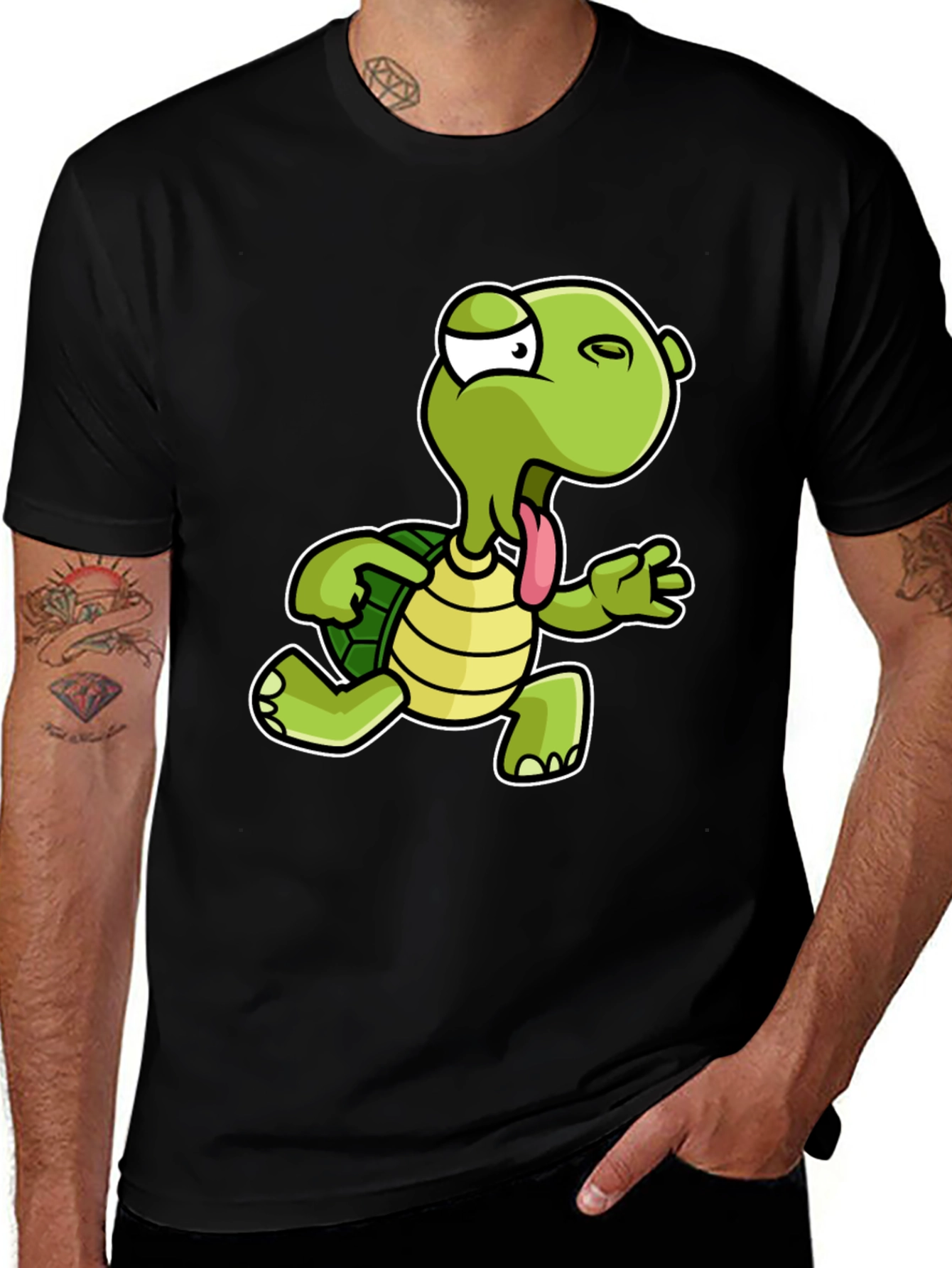 Variant 21 of Funny Cartoon Turtle Black T-Shirt