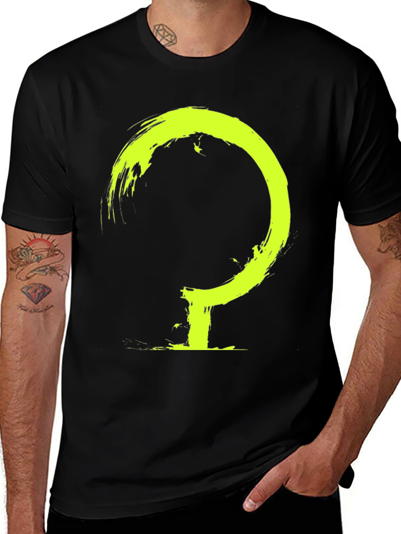 Brushstroke Circle Symbol Black Graphic Tee