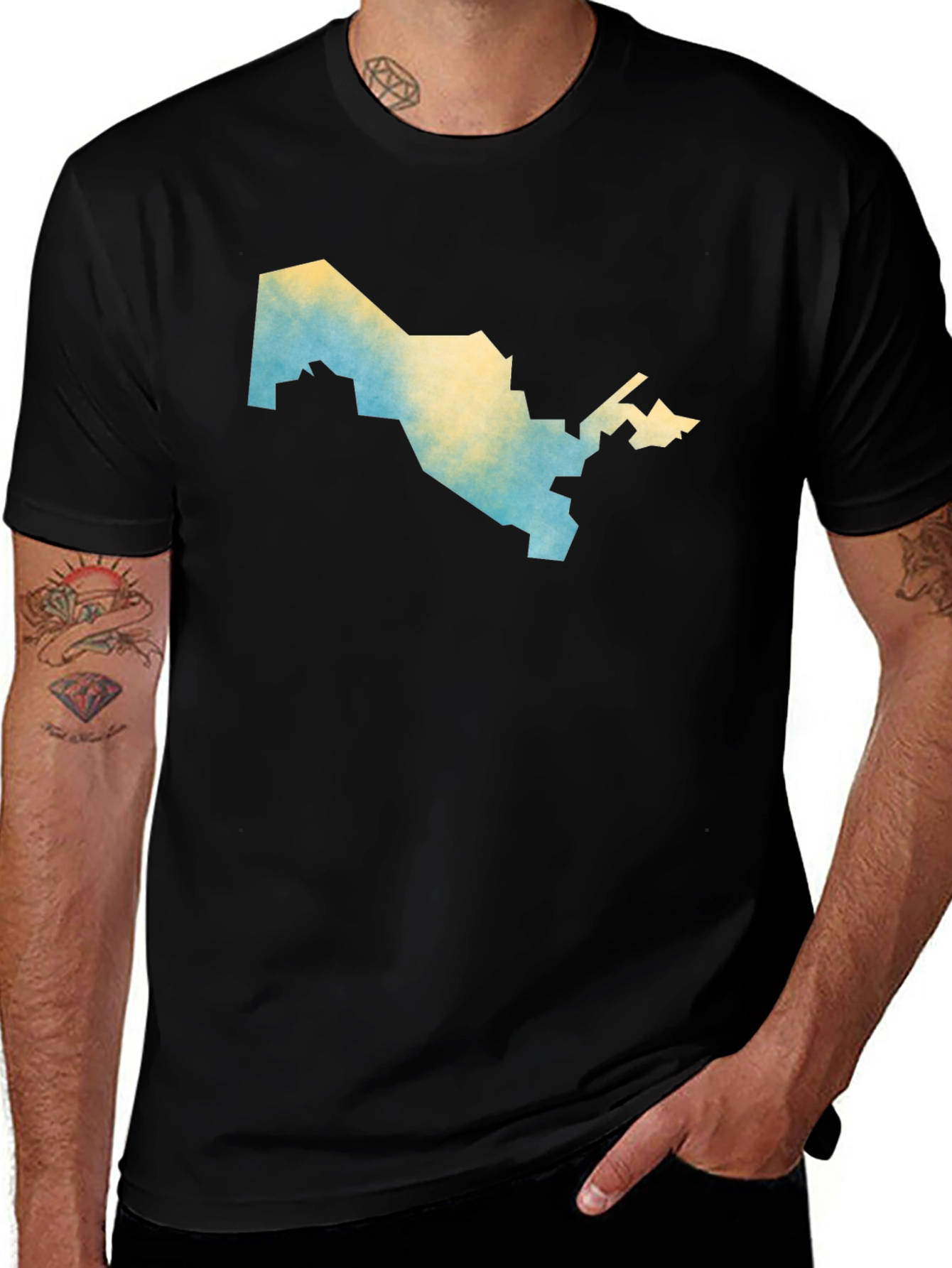 Uzbekistan Map T-Shirt - Men's Black Graphic Tee