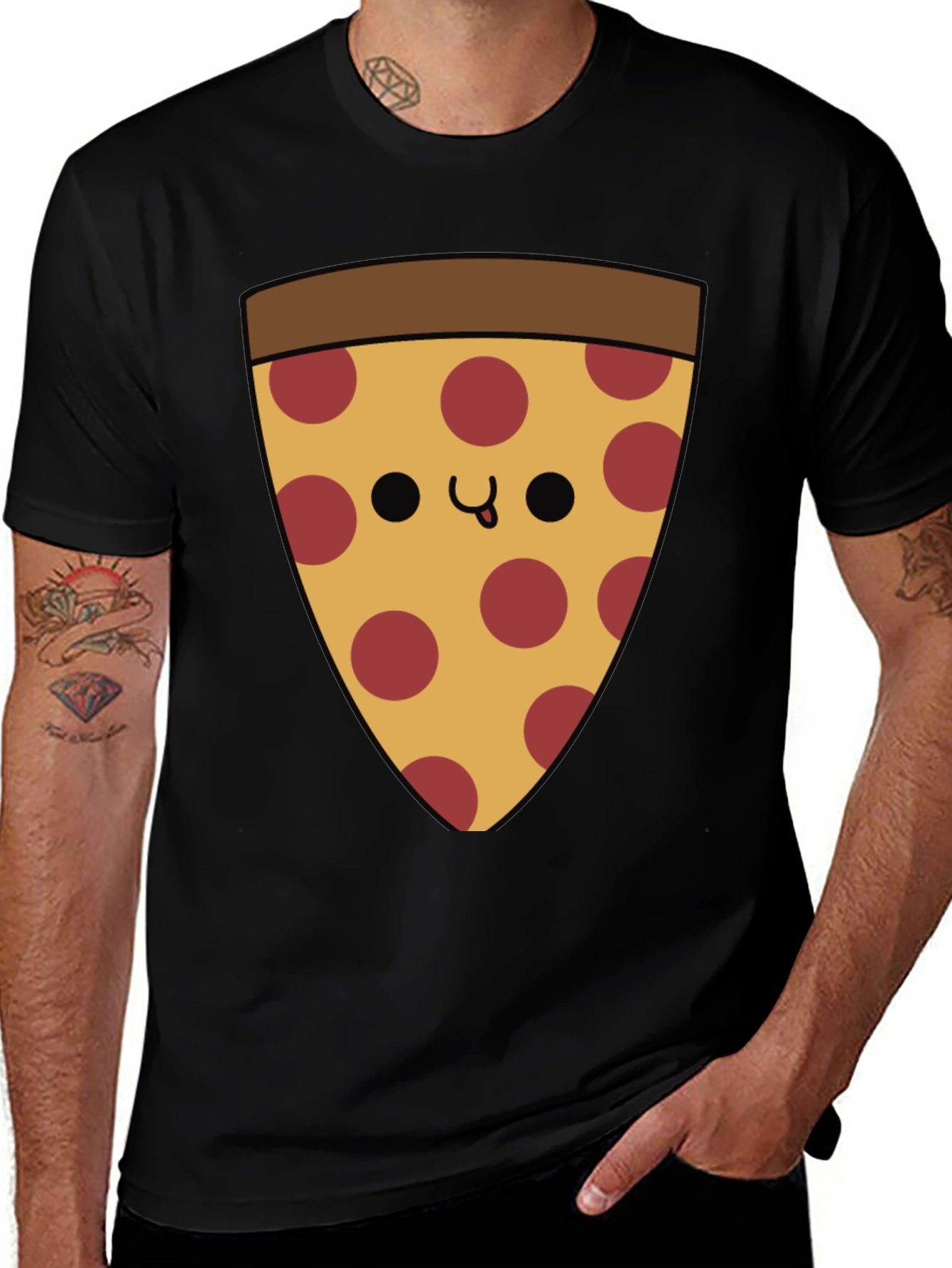 Black Pizza Slice Graphic T-Shirt - Casual Comfort main image