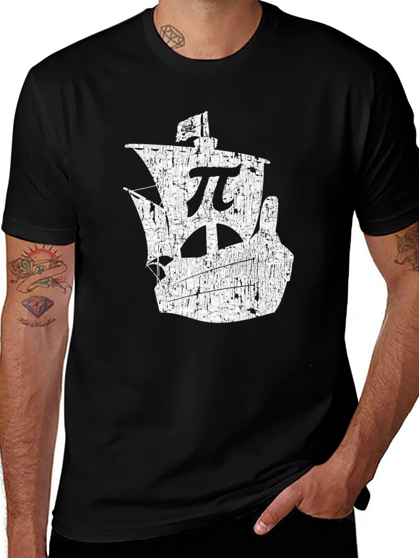 Variant 6 of Pi Rate Math Pirate Ship Tee