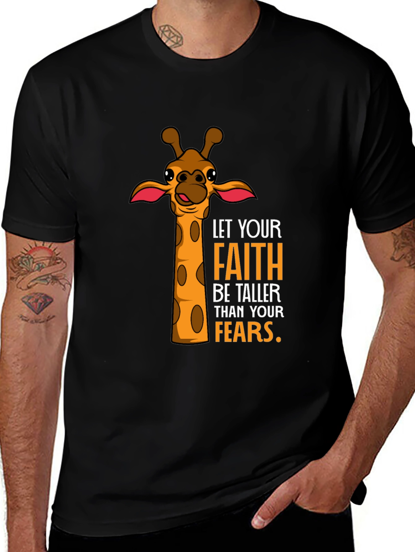 Variant 4 of Faith Over Fears Giraffe Graphic Tee