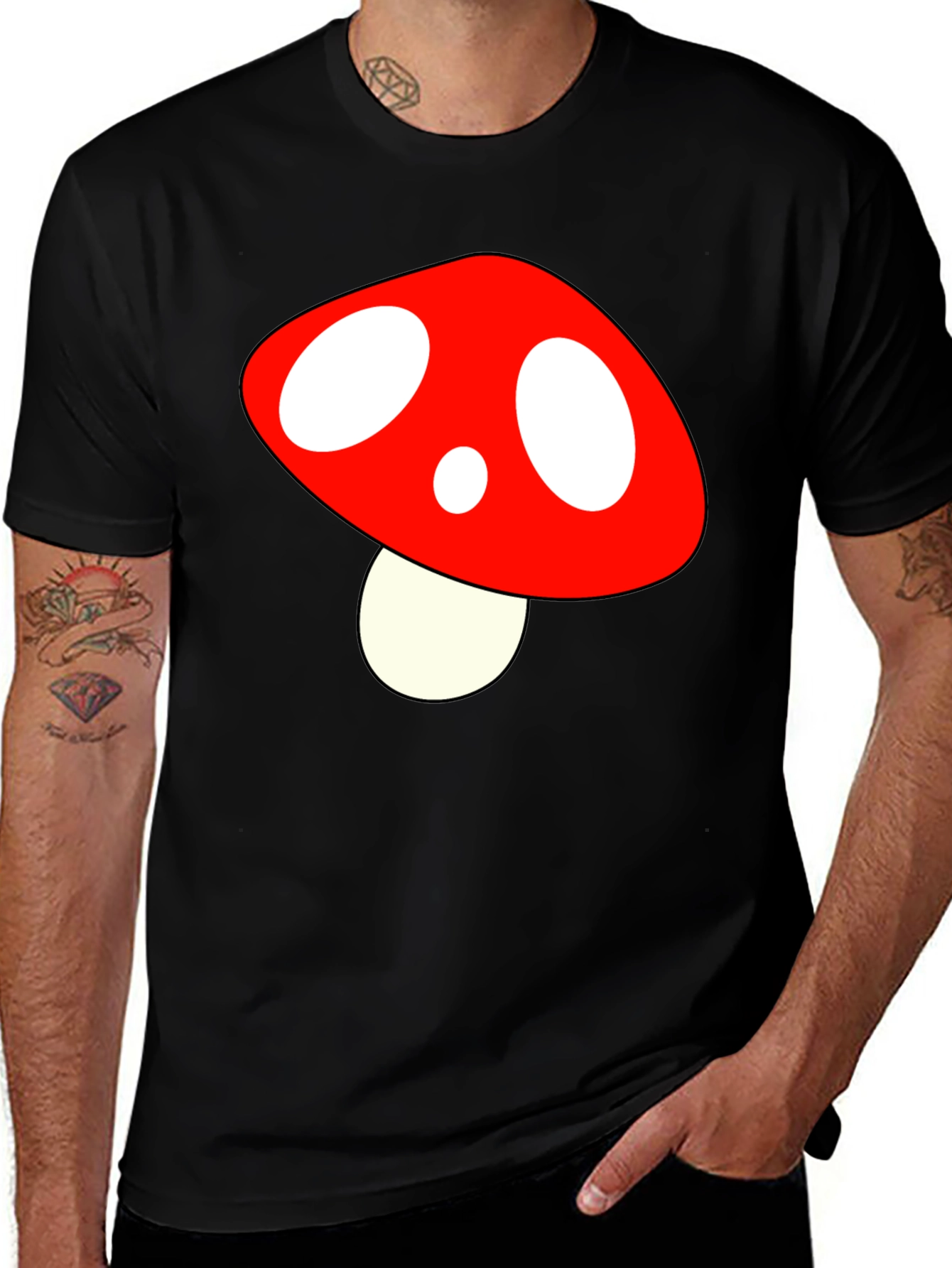 Variant 12 of Mushroom Graphic Tee - Fun, Stylish Black T-Shirt