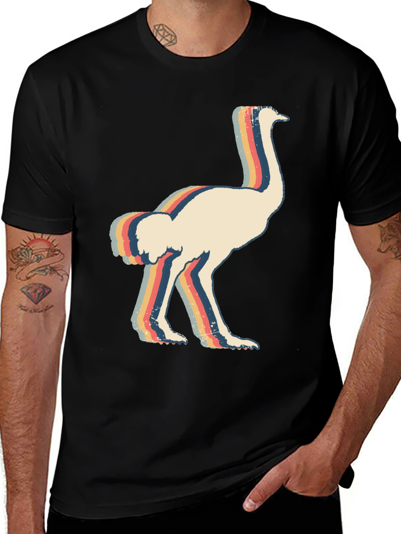 Variant 11 of Retro Ostrich T-Shirt - Vintage Style Bird Tee