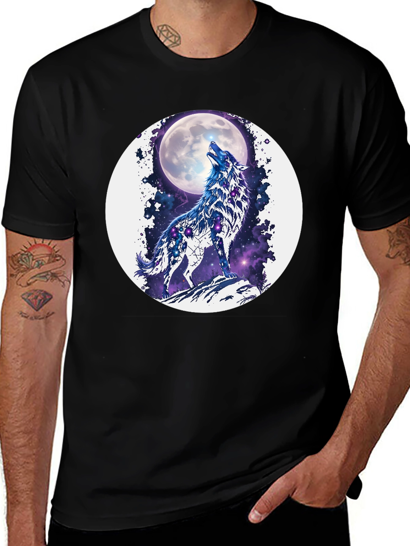 Variant 5 of Wolf Moon Galaxy Graphic T-Shirt