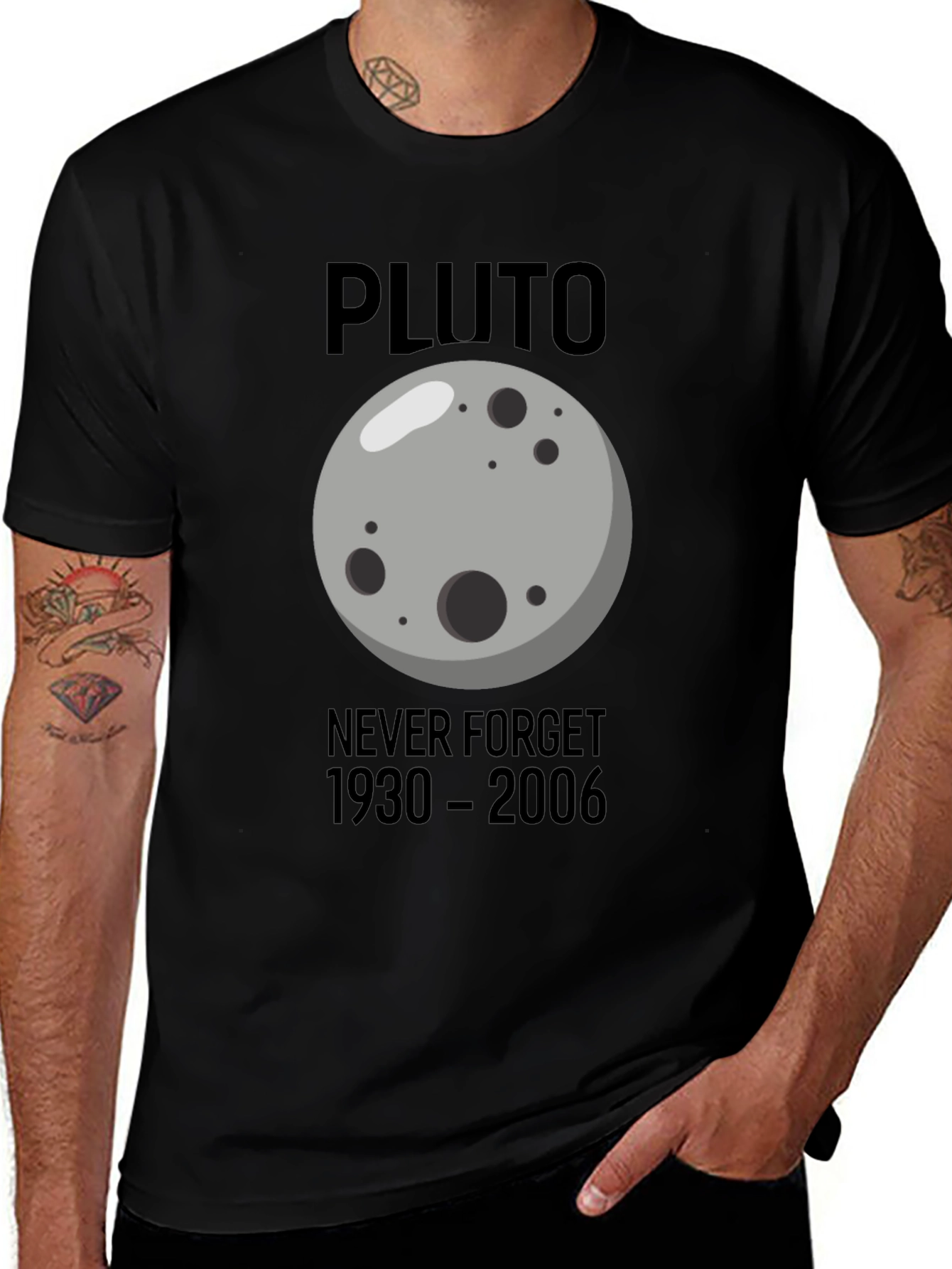 Pluto Never Forget T-Shirt - Black Graphic Tee